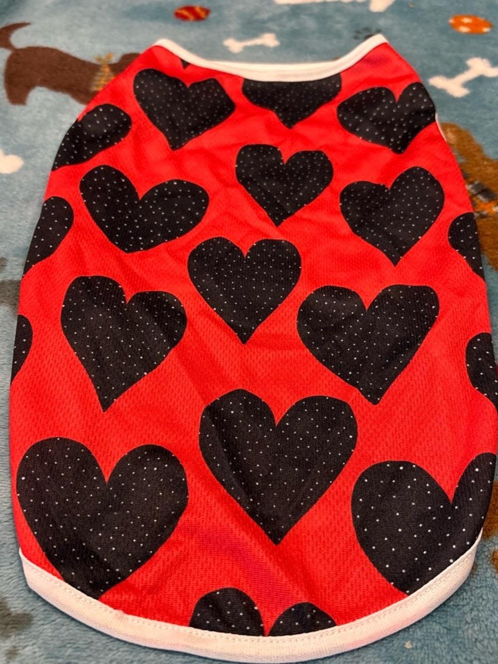 Red Heart Print Small Pet Bodysuit - Playful Heart Pattern medium